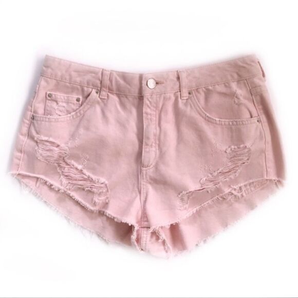 TOPSHOP Moto Kiri Pink Distressed Shorts! Size 30 - Picture 7 of 7